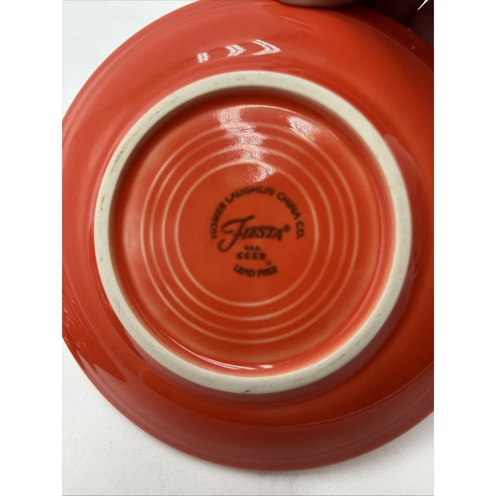 Vtg Fiesta Ware‎ Homer Laughlin 80's 90's Lead Free Saucers 2 Orange